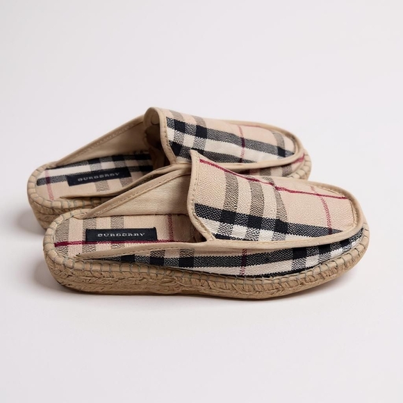 Burberry Beige and Black Plaid Mules - Picture 1 of 9
